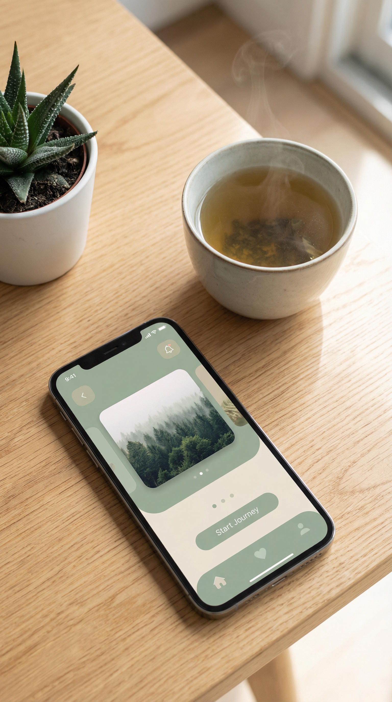 Intumind App auf Smartphone in gemütlicher Umgebung